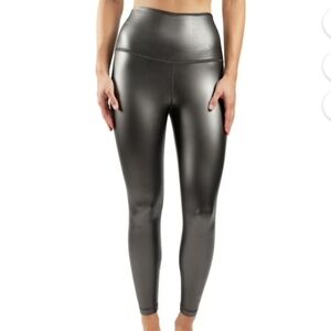 90 Degree By Reflex XL Women's Faux Leather High Waist In Gunmetal Grey